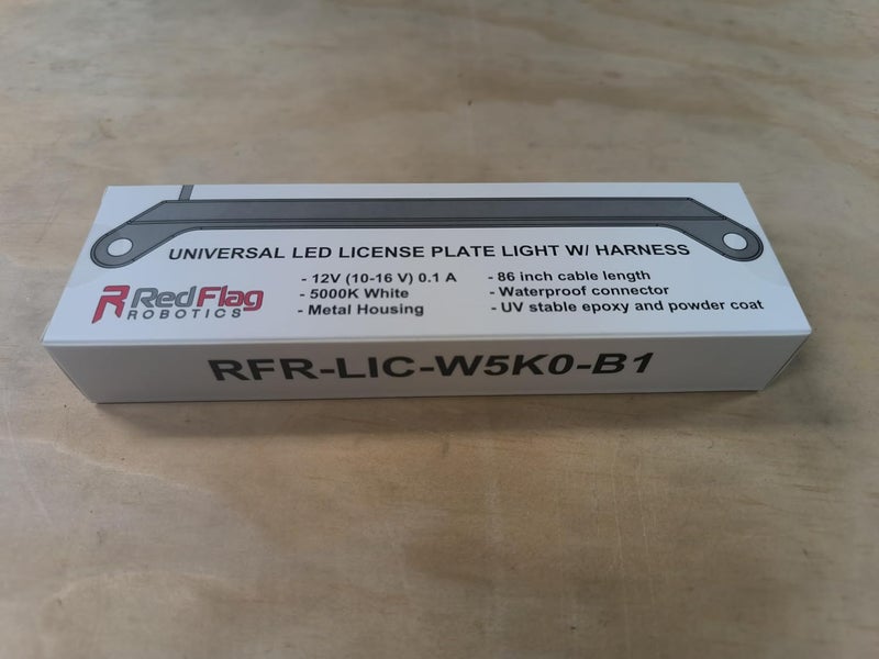 Red Flag Robotics Universal license plate light 12V 100mA with waterproof connector and 86 in lead - Image 5